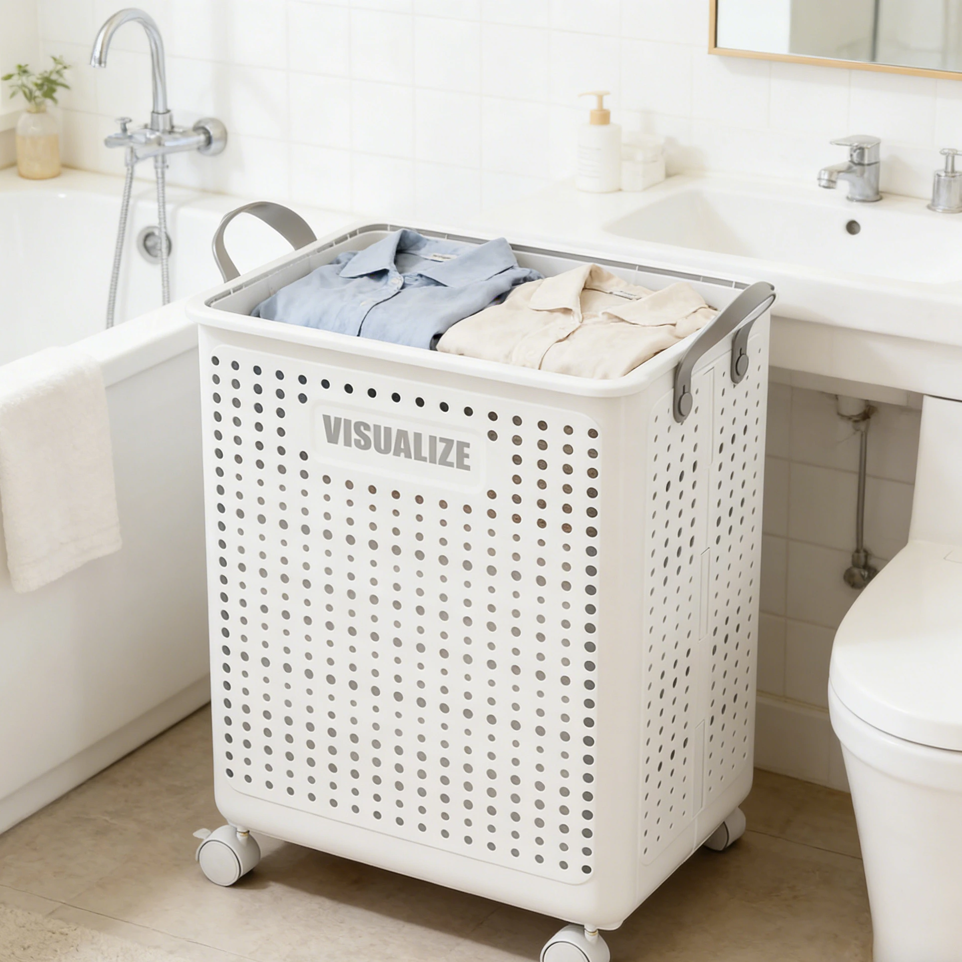 4 Wheels Foldable Large Capacity Laundry Basket
