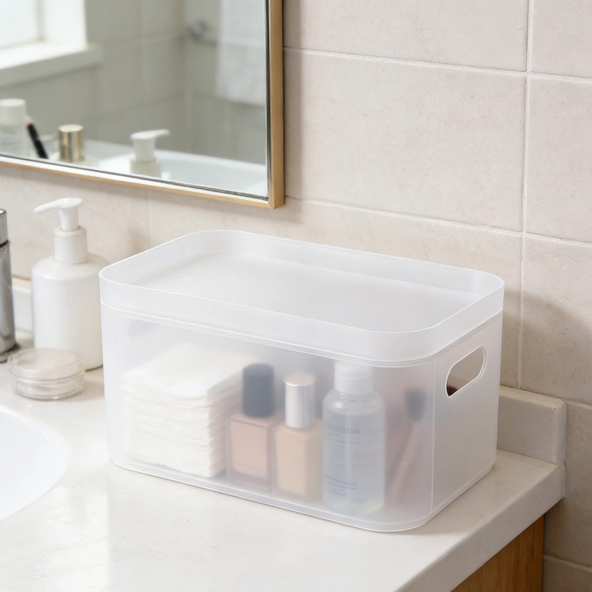 Desktop cosmetic storage box