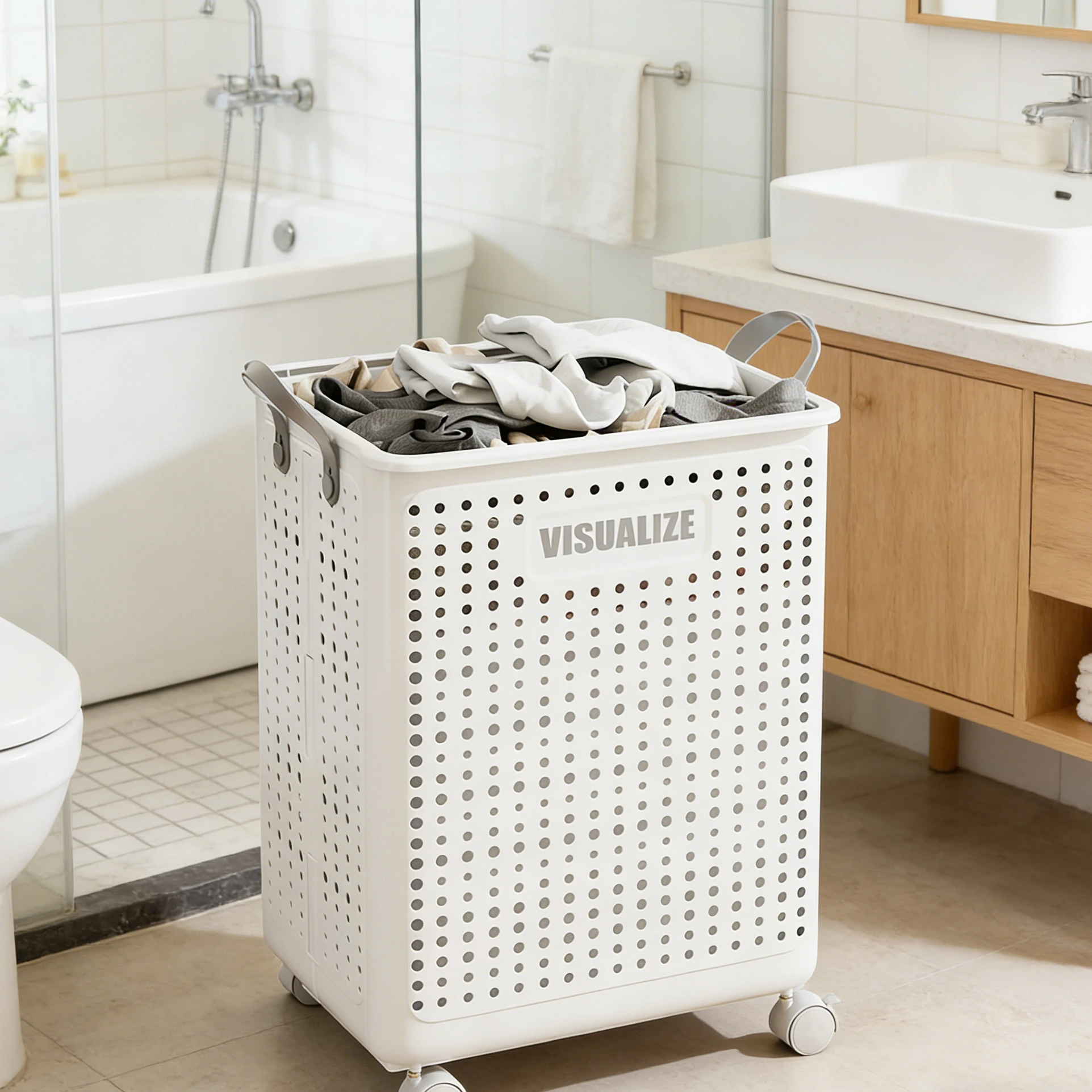 4 Wheels Foldable Large Capacity Laundry Basket