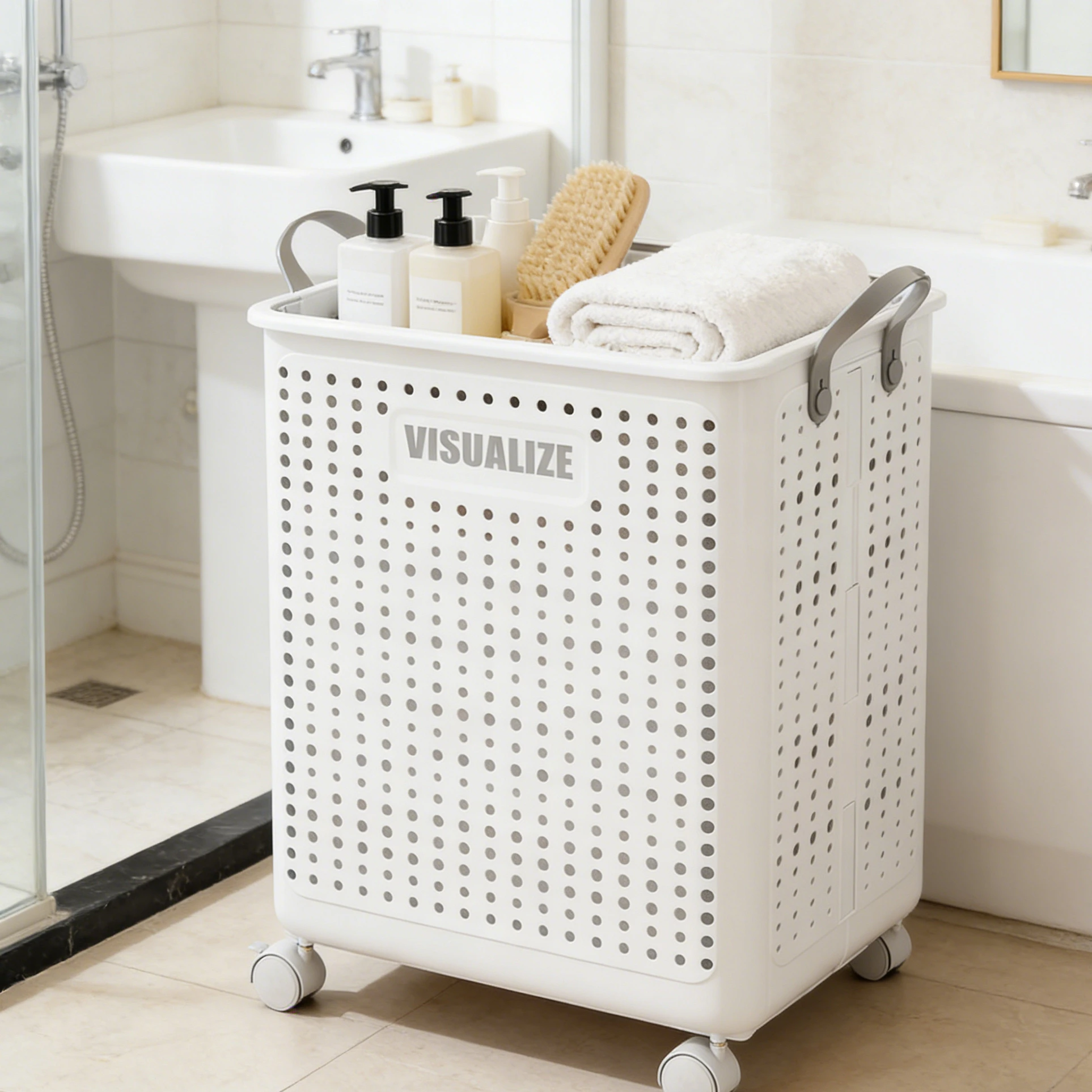 4 Wheels Foldable Large Capacity Laundry Basket