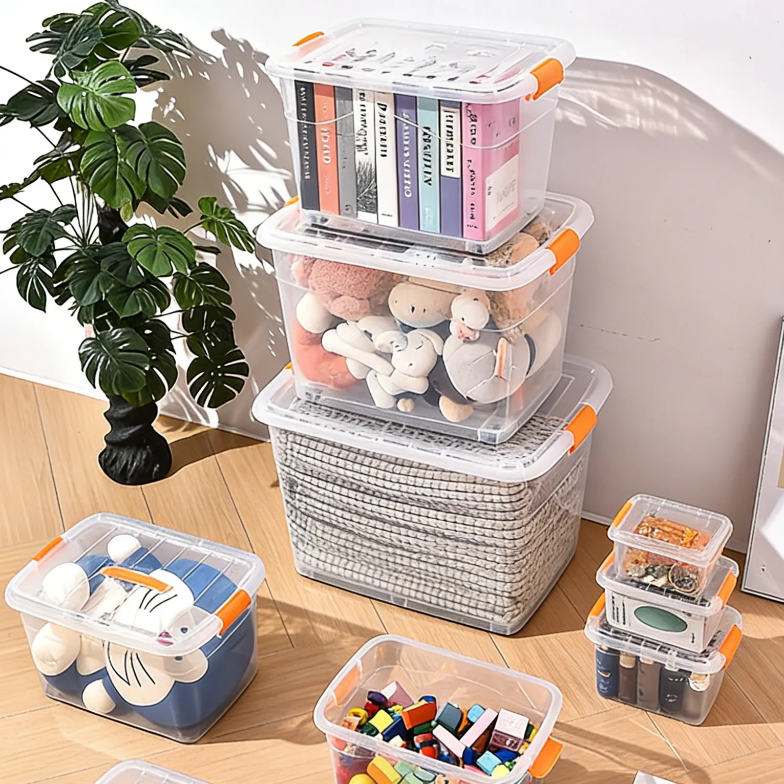 Plastic transparent storage box