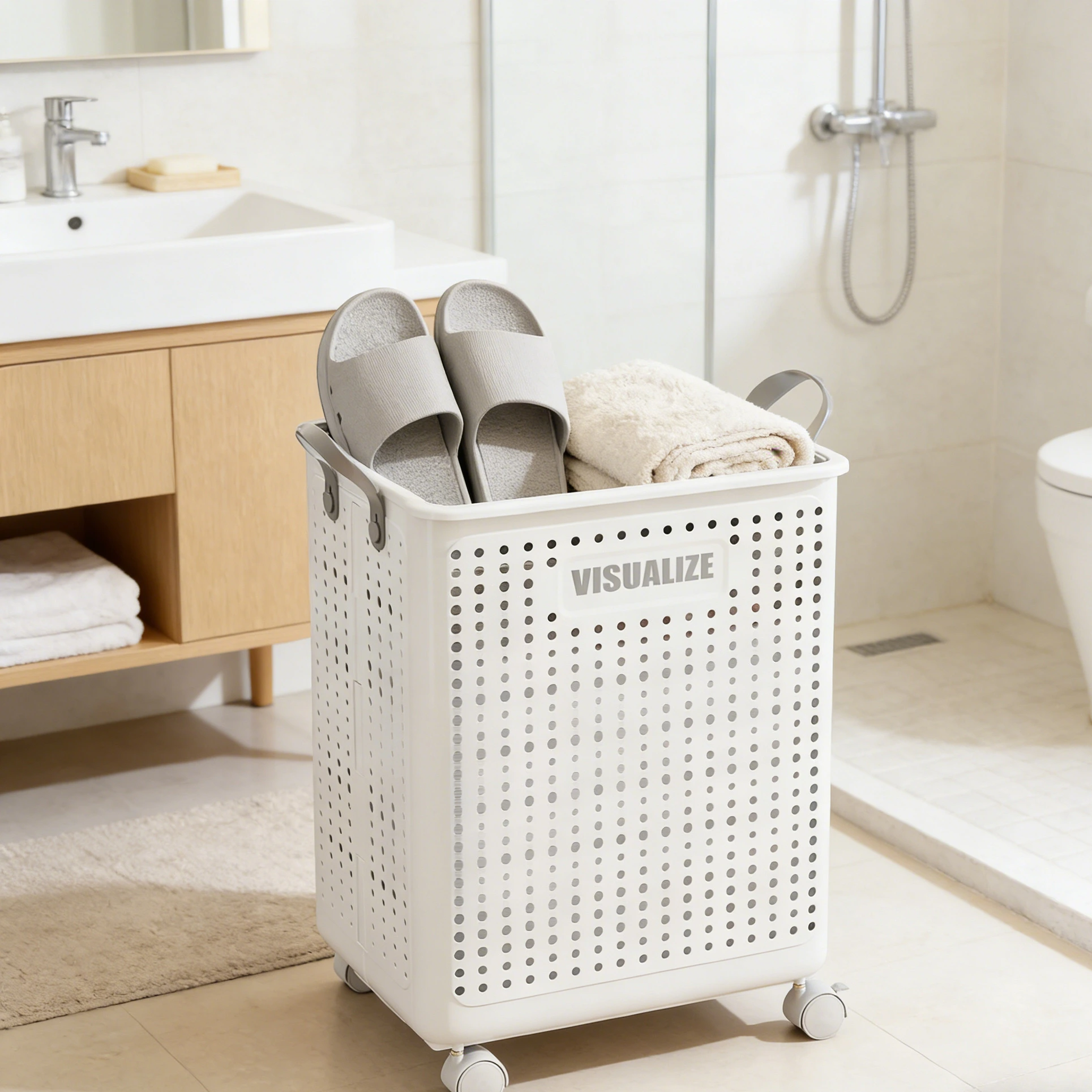 4 Wheels Foldable Large Capacity Laundry Basket